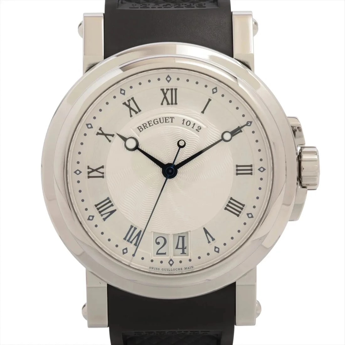 BREGUET MARINE SS & RUBBER SILVER: Breguet Marine SS & Rubber Silver Brand: Breguet Type/Style: Wristwatch Material: SS & Rubber Color: Dial Color Silver Size: Case:W1.6 x H1.6inch / W41 x H41 Circumference of Wrist:8.3inch / 21 Ac