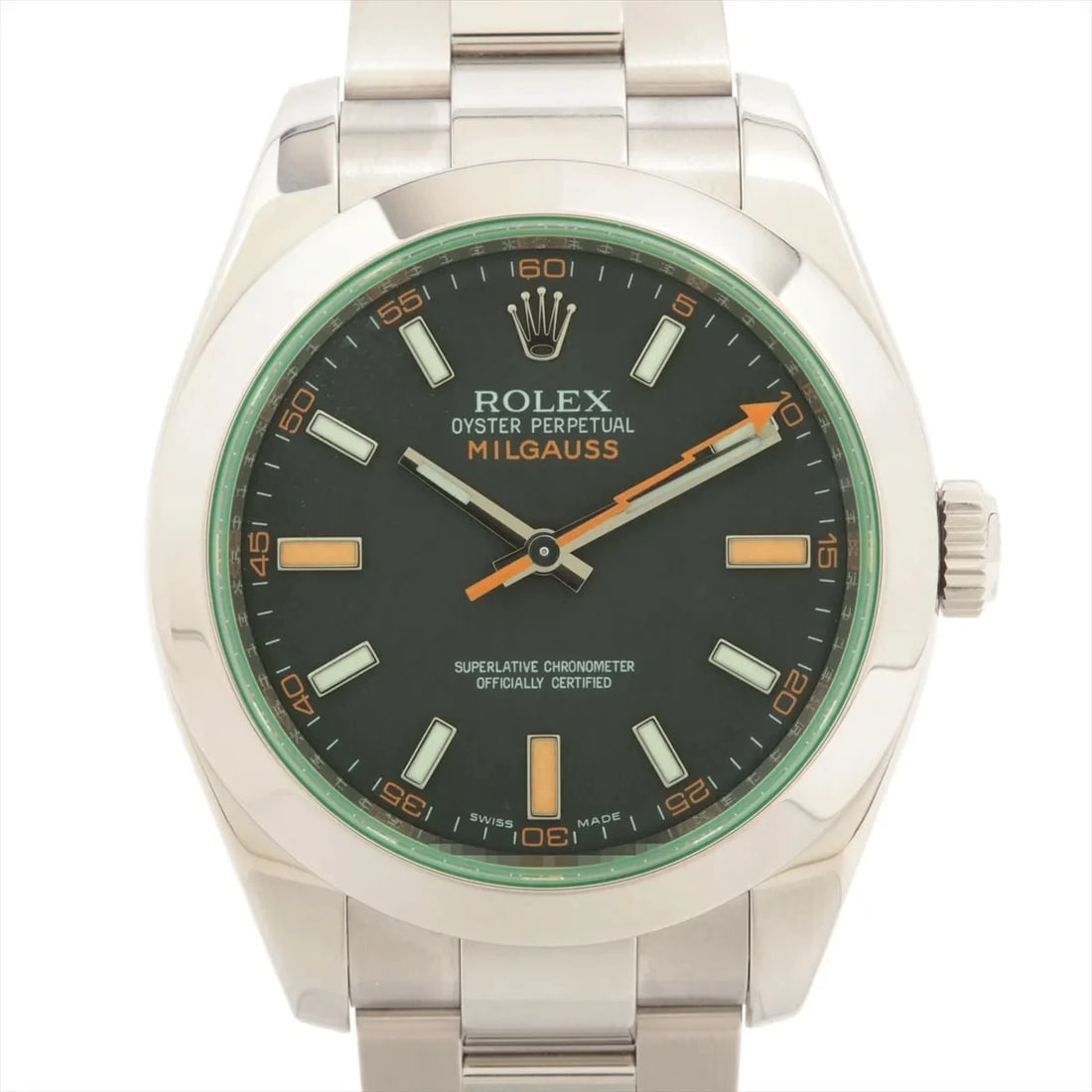 ROLEX MILGAUSS SS BLACK: Rolex Milgauss SS black Brand: Rolex Type/Style: Wristwatch Material: SS Color: Dial Color Black Size: Case:W1.6 x H1.6inch / W40 x H40 Circumference of Wrist:7.1inch / 18 Accessories: None