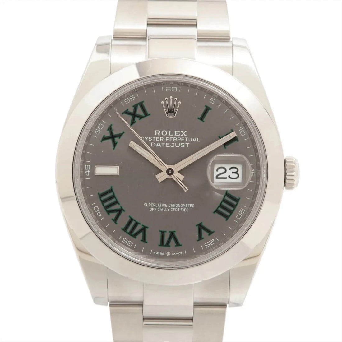 ROLEX DATEJUST SS SLATE DIAL: Rolex Datejust SS Slate dial Brand: Rolex Type/Style: Wristwatch Material: SS Color: Dial Color slate Size: Case:W1.6 x H1.6inch / W41 x H41 Circumference of Wrist:7.3inch / 18.5 Accessories: None