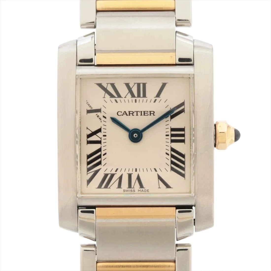 CARTIER TANK FRANCAISE SS?YG QZ IVORY: Cartier Tank Francaise SS?YG QZ Ivory Brand: Cartier Type/Style: Wristwatch Material: SS?YG Color: Dial Color Ivory Size: Case:W0.8 x H0.8inch / W20.3 x H25.3 Circumference of Wrist:6.7inch / 17