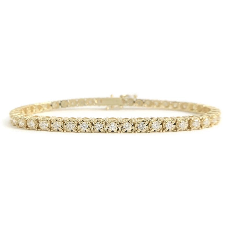 ROUND DIAMOND TENNIS BRACELET 14K YELLOW GOLD: Round Diamond Tennis Bracelet 14K Yellow Gold Brand: Salvatore & Co. Type/Style: Bracelet Material: 14K Yellow Gold, Main Stone Natural Color: Yellow Size: Length: 7 inches Width: 4 mm Accessories