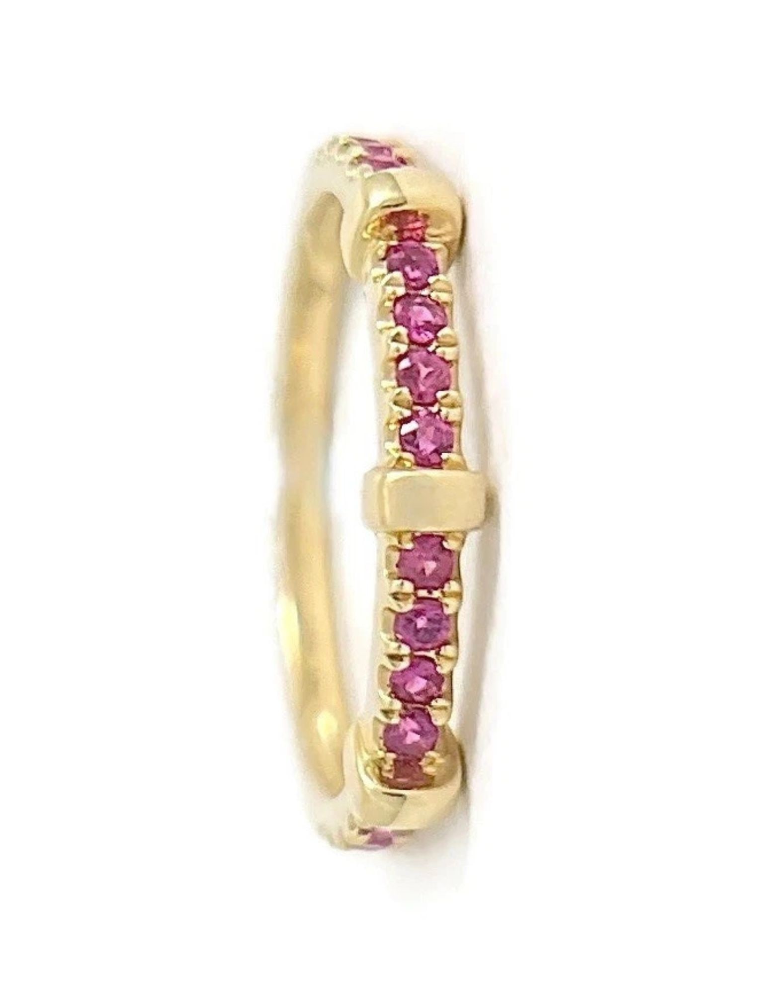 RUBY GEMSTONE BAND RING 14K YELLOW GOLD - 2