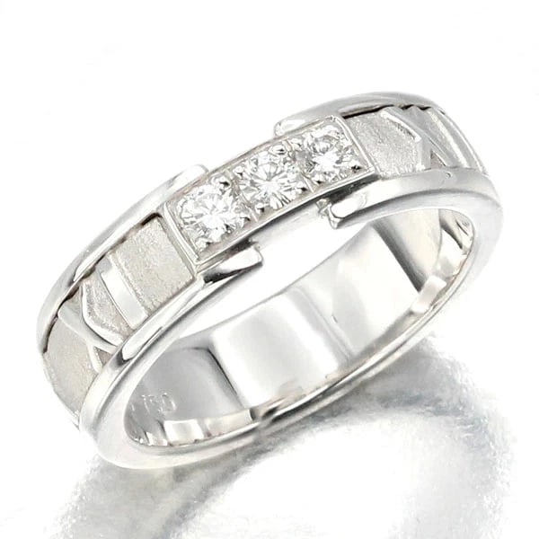 TIFFANY & CO. ATLAS 3-DIAMOND RING K18 WHITE GOLD: Tiffany & Co. Atlas 3-Diamond Ring K18 White Gold Brand: Tiffany & Co. Type/Style: Ring Material: K18 White Gold, Color: White Gold Size: US 6.5 Accessories: None Accessories Notice: When