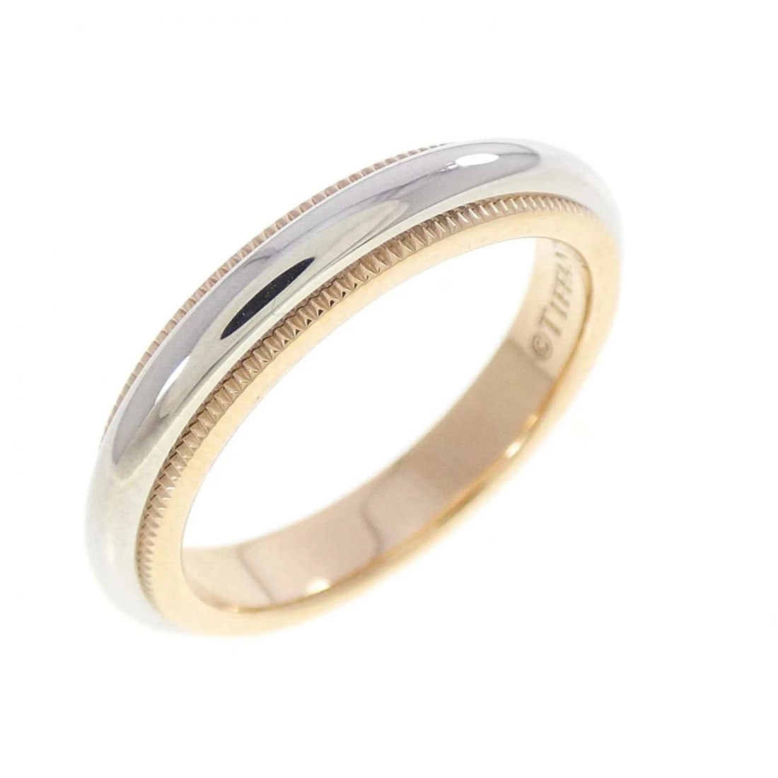 TIFFANY MILGRAIN RING 750 PINK GOLD & PLATINUM (1 of 3)