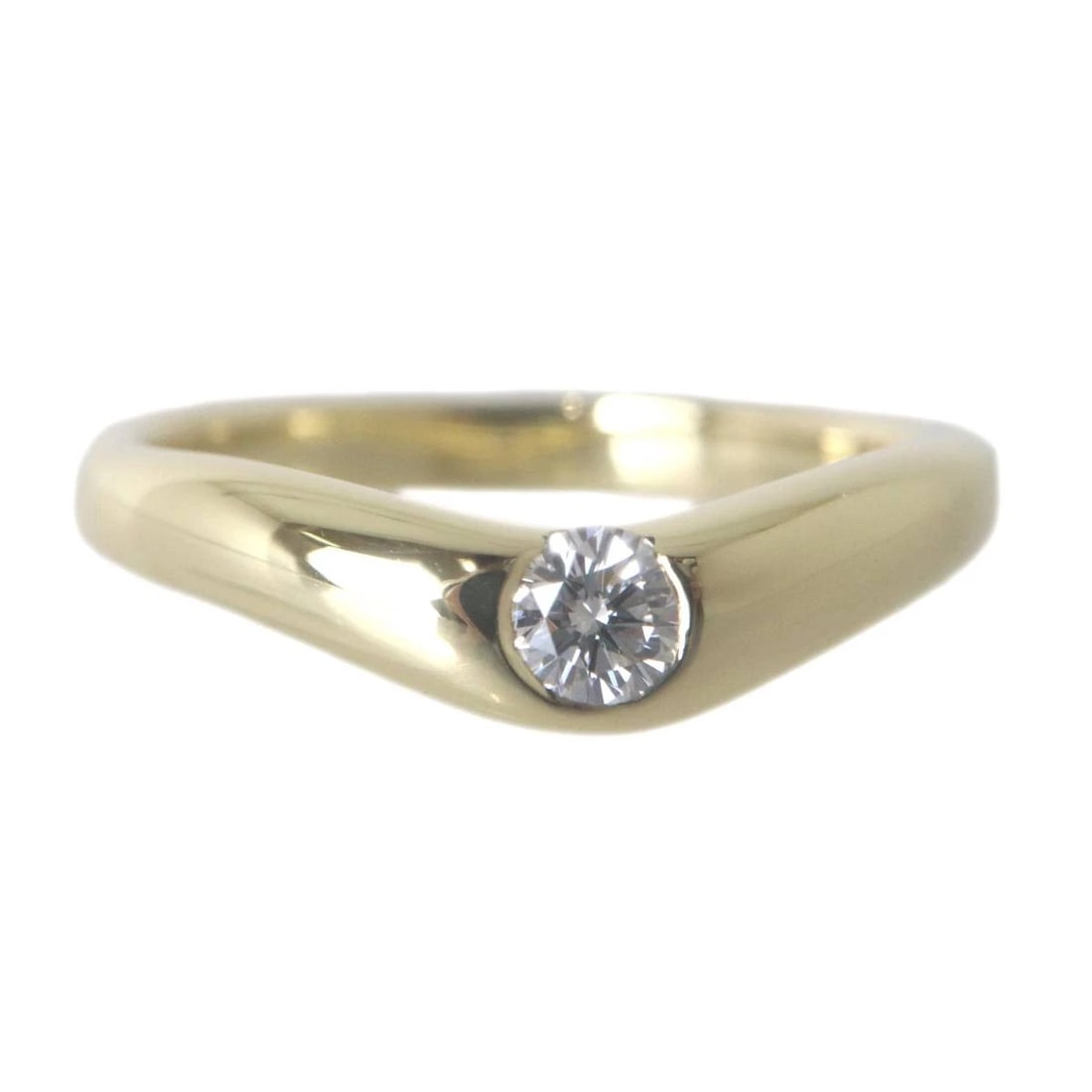TIFFANY & CO. DIAMOND 1P CURVED BAND RING K18 GOLD: Tiffany & Co. Diamond 1P Curved Band Ring K18 Gold Brand: Tiffany & Co. Type/Style: Ring Material: 18K Gold, Main Stone Natural Color: Gold Size: US 5 Accessories: None Accessories Notice: