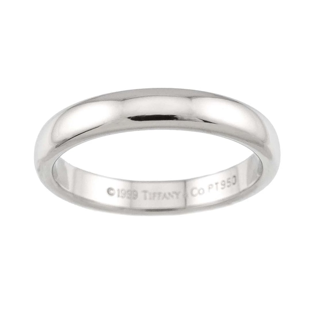 TIFFANY & CO. FOREVER PLATINUM RING: Tiffany & Co. Forever Platinum Ring Brand: Tiffany & Co. Type/Style: Ring Material: PT950, Color: Silver Size: US 4 Accessories: None Accessories Notice: When purchasing pre-owned goods, please refer