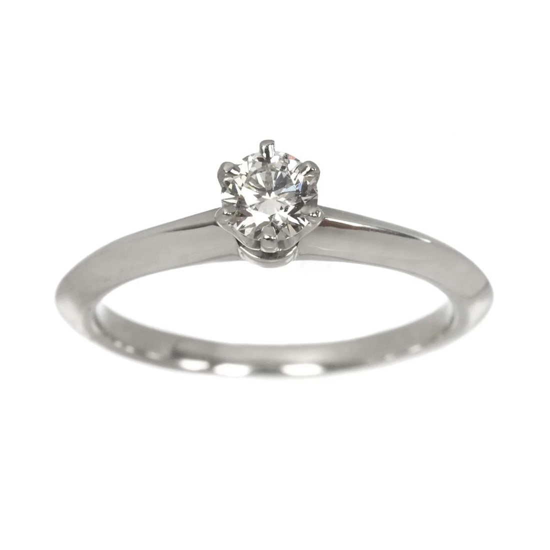 TIFFANY & CO. SOLITAIRE DIAMOND RING: Tiffany & Co. Solitaire Diamond Ring Brand: Tiffany & Co. Type/Style: Ring Material: PT950, Main Stone Natural Color: Silver Size: US 4.5 Accessories: None Accessories Notice: When purchasing