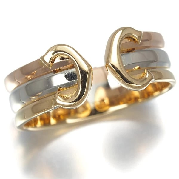 CARTIER 2C RING K18 YELLOW WHITE PINK GOLD: Cartier 2C Ring K18 Yellow White Pink Gold Brand: Cartier Type/Style: Ring Material: 18K Yellow Gold, 18K White Gold, 18K Pink Gold, Color: Yellow Gold, White ,Pink Size: US 5.5 Accessories: None