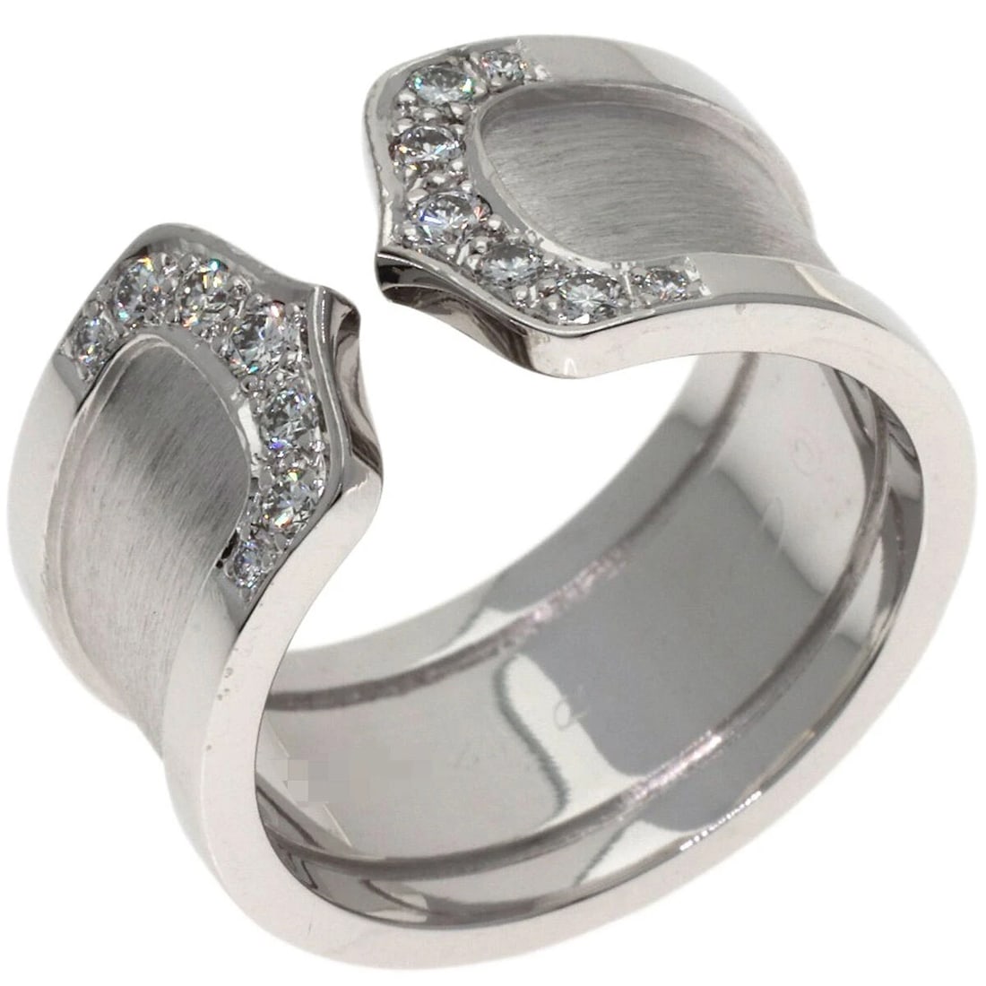 CARTIER 2C RING K18 WHITE GOLD DIAMOND: Cartier 2C Ring K18 White Gold Diamond Brand: Cartier Type/Style: Ring Material: K18 White Gold, Color: White Gold Size: US 6.5 Accessories: None Accessories Notice: When purchasing pre-ow
