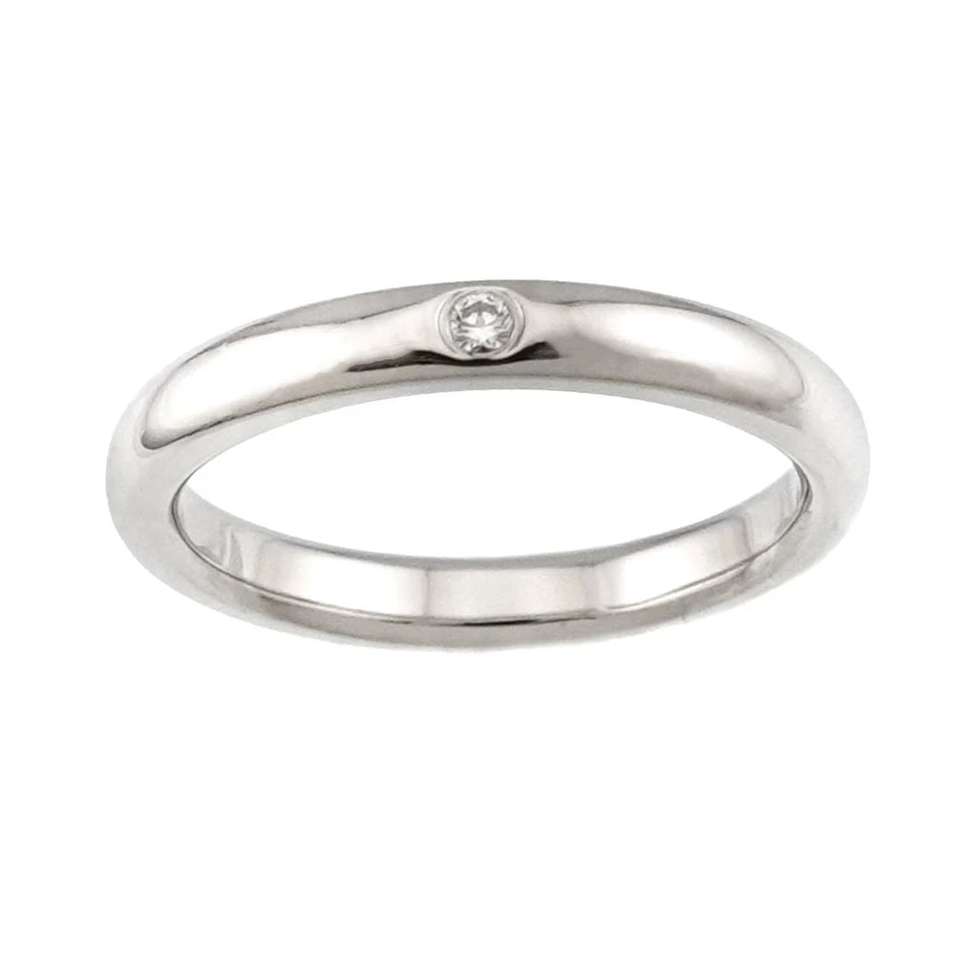 TIFFANY & CO. STACKING BAND RING WITH DIAMOND: Tiffany & Co. Stacking Band Ring with Diamond Brand: Tiffany & Co. Type/Style: Ring Material: PT950, Main Stone Natural Color: Silver Size: US 5 Accessories: None Accessories Notice: When purchasing