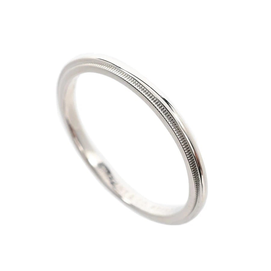 TIFFANY & CO. MILGRAIN PLATINUM RING: Tiffany & Co. Milgrain Platinum Ring Brand: Tiffany & Co. Type/Style: Ring Material: Pt950, Color: Silver Size: US 9 Accessories: None Accessories Notice: When purchasing pre-owned goods, please
