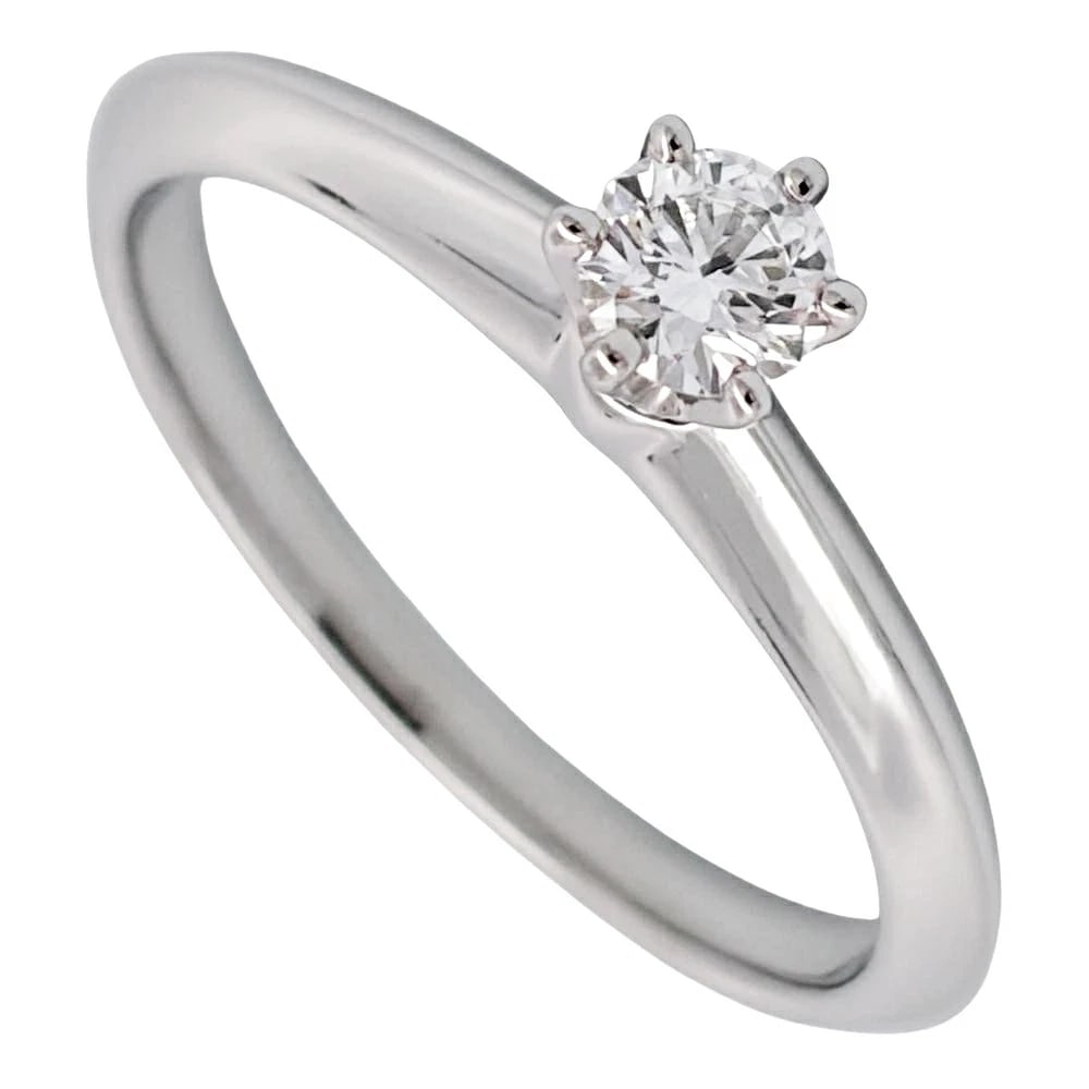TIFFANY & CO. SOLITAIRE DIAMOND RING PLATINUM: Tiffany & Co. Solitaire Diamond Ring Platinum Brand: Tiffany & Co. Type/Style: Ring Material: Pt950, Main Stone Natural Color: Silver Size: US 5.5 Accessories: None Accessories Notice: Whe