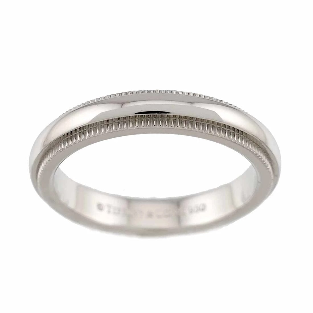 TIFFANY & CO. MILGRAIN BAND RING PLATINUM: Tiffany & Co. Milgrain Band Ring Platinum Brand: Tiffany & Co. Type/Style: Ring Material: PT950, Color: Silver Size: US 3.5 Accessories: None Accessories Notice: When purchasing pre-owned