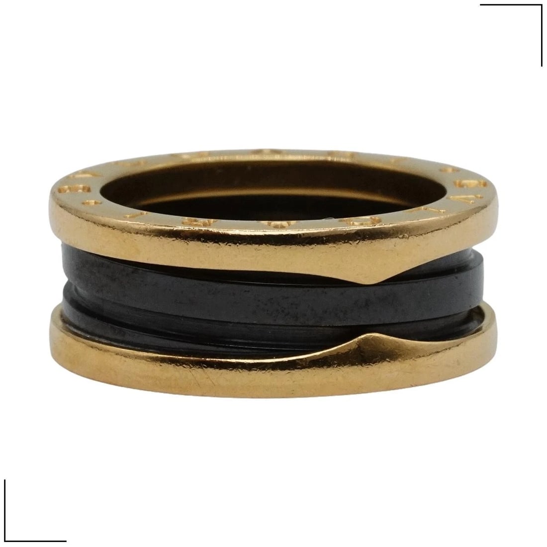 BVLGARI B-ZERO1 RING BLACK CERAMIC K18 YELLOW GOLD: BVLGARI B-ZERO1 Ring Black Ceramic K18 Yellow Gold Brand: Bvlgari Type/Style: Ring Material: K18 Yellow Gold, Color: Yellow Gold Size: US 6.25 Accessories: None Accessories Notice: When pu