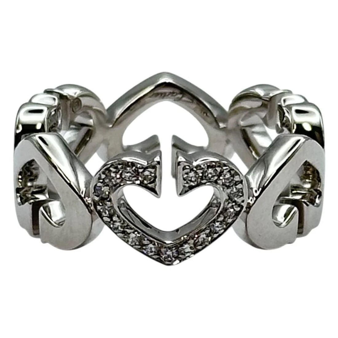 CARTIER C HEART DIAMOND RING 18K WHITE GOLD: Cartier C Heart Diamond Ring 18K White Gold Brand: Cartier Type/Style: Ring Material: 18K White Gold, Color: White Gold Size: US 4.5 Accessories: None Accessories Notice: When purchasing p