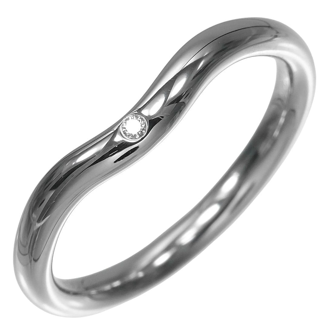 TIFFANY & CO. CURVED BAND RING PT950 PLATINUM: Tiffany & Co. Curved Band Ring Pt950 Platinum Brand: Tiffany & Co. Type/Style: Ring Material: Pt950, Main Stone Natural Color: Silver Size: US 5 Accessories: None Accessories Notice: When