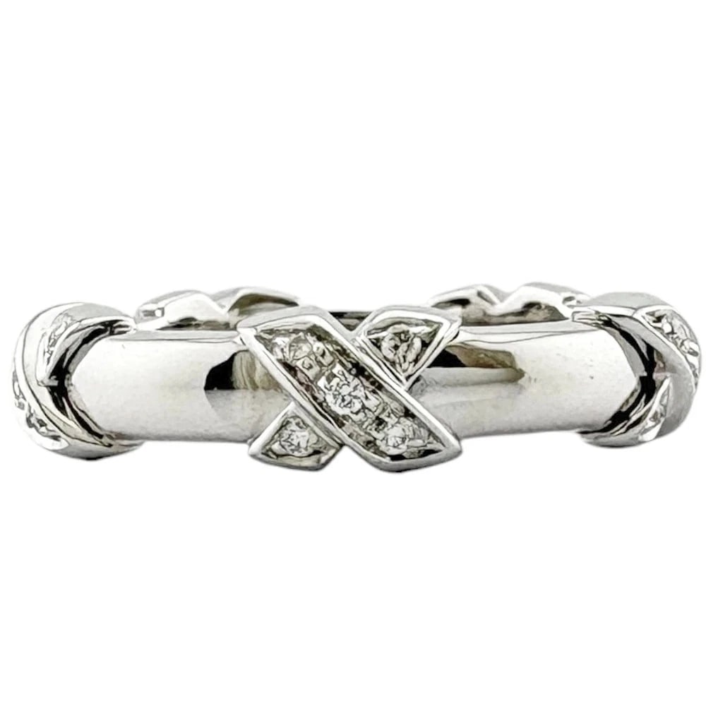 TIFFANY SIGNATURE CROSS X RING WHITE GOLD DIAMOND: Tiffany Signature Cross X Ring White Gold Diamond Brand: Tiffany & Co. Type/Style: Ring Material: 18K Yellow Gold, Main Stone Natural Color: White Gold Size: US 5.5 Accessories: None Acces