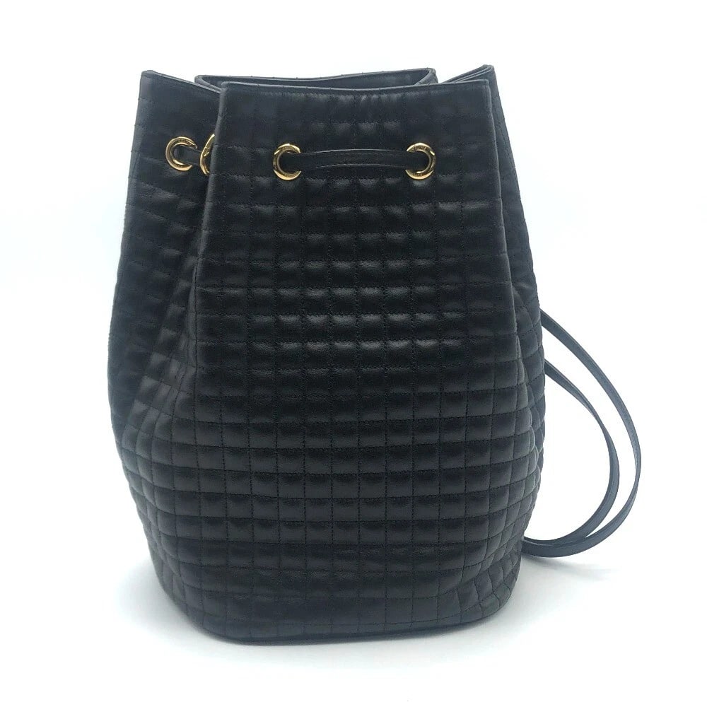 UNCELINE SMALL C CHARM PURSE BACKPACK-BAG: UNCELINE Small C charm Purse Backpack-Bag Brand: CELINE Type/Style: Backpack Material: Leather Color: Black / Black x GoldHardware Size: W8.5xH11.4xD6.3inch / W21.5cmxH29cmxD16cm Accessories: None