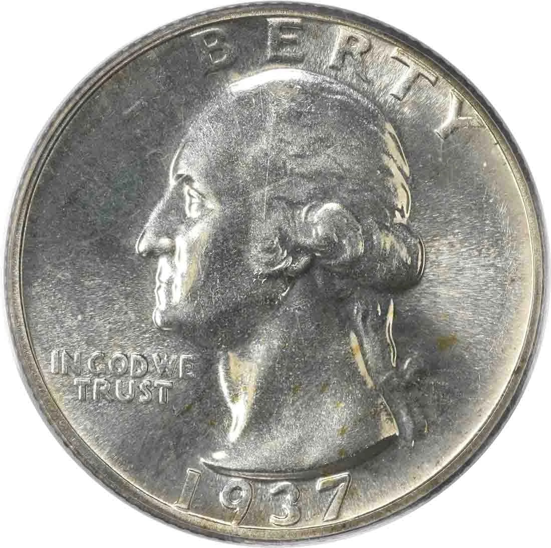 1937 WASHINGTON SILVER QUARTER: 1937 Washington Silver Quarter Year: 1937 Composition: 90% Silver, 10% Copper Denomination: 25C Country of Origin: United States Accessories: None Accessories Notice: When purchasing pre-owned goods,