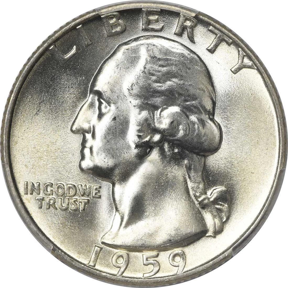 1959 WASHINGTON SILVER QUARTER: 1959 Washington Silver Quarter Year: 1959 Composition: 90% Silver, 10% Copper Denomination: 25C Country of Origin: United States Accessories: None Accessories Notice: When purchasing pre-owned goods,