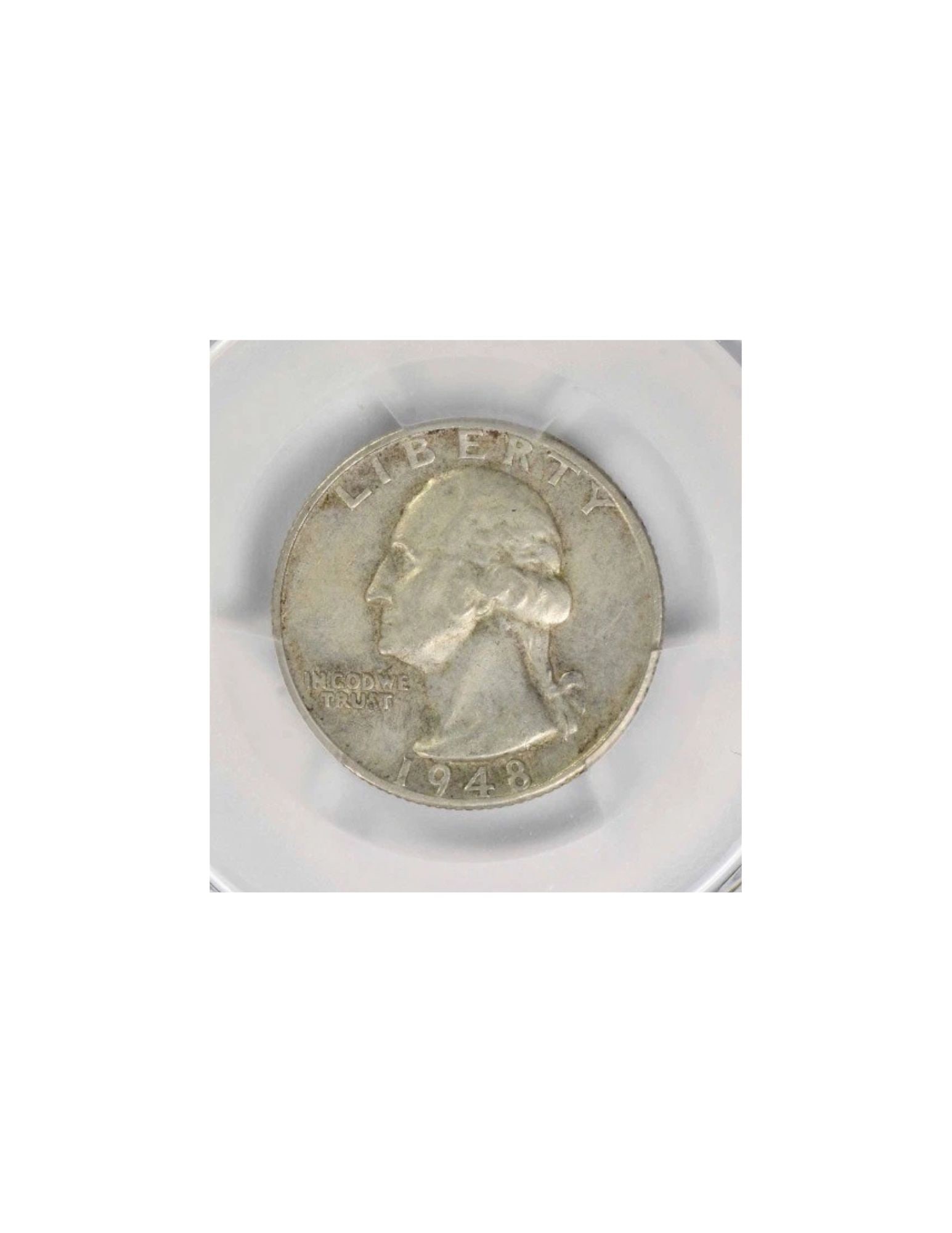 1948-S/S WASHINGTON SILVER QUARTER: 1948-S/S Washington Silver Quarter Year: 1948 Composition: 90% Silver, 10% Copper Denomination: 25C Country of Origin: United States Accessories: None Accessories Notice: When purchasing pre-owned