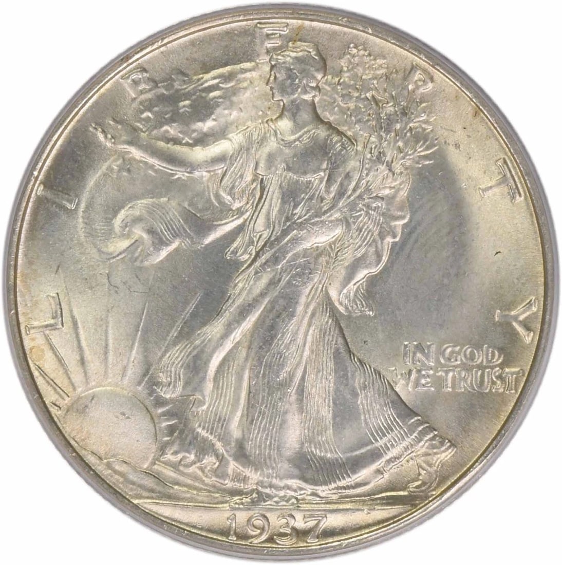 1937-S WALKING LIBERTY SILVER HALF DOLLAR: 1937-S Walking Liberty Silver Half Dollar Year: 1937 Composition: 90% Silver, 10% Copper Denomination: 50C Country of Origin: United States Accessories: None Accessories Notice: When purchasing