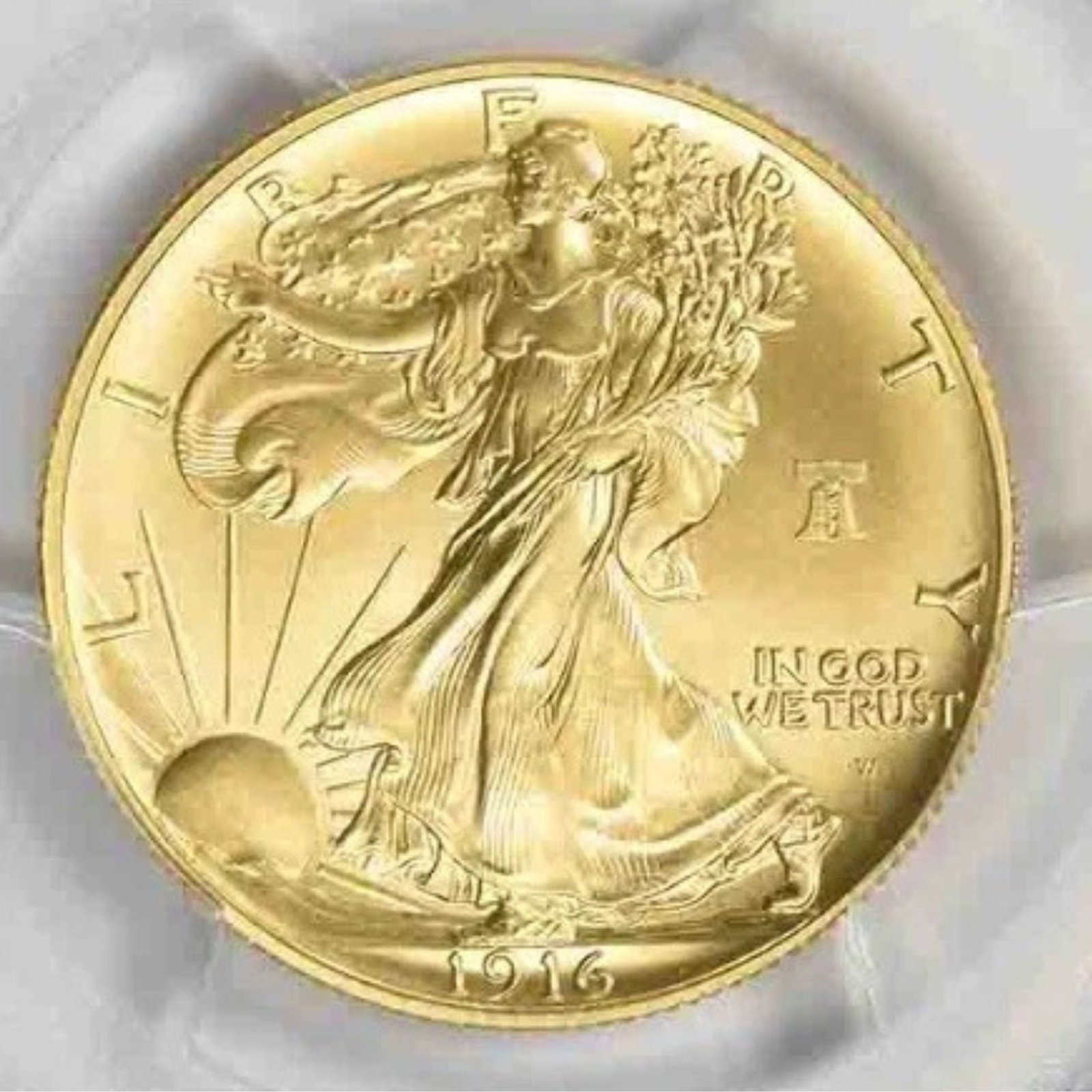 BEST OF MINT 1916-W WALKING LIBERTY GOLD HALF DOLLAR: Best of Mint 1916-W Walking Liberty Gold Half Dollar Year: 2026 Composition: Gold Denomination: Half Dollar Country of Origin: United States Accessories: None Accessories Notice: When purchasing