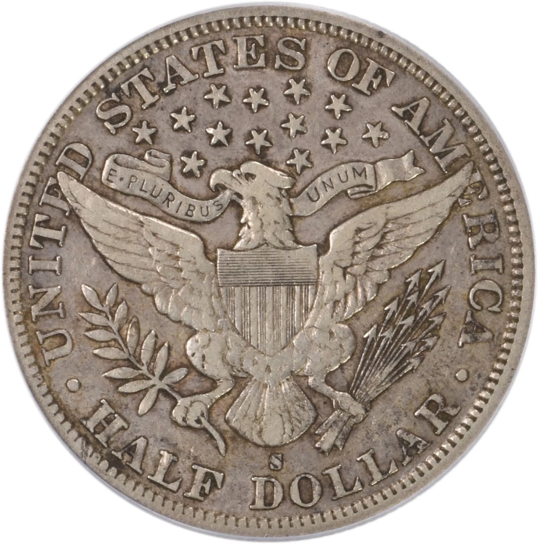 1896-S BARBER SILVER HALF DOLLAR - 2