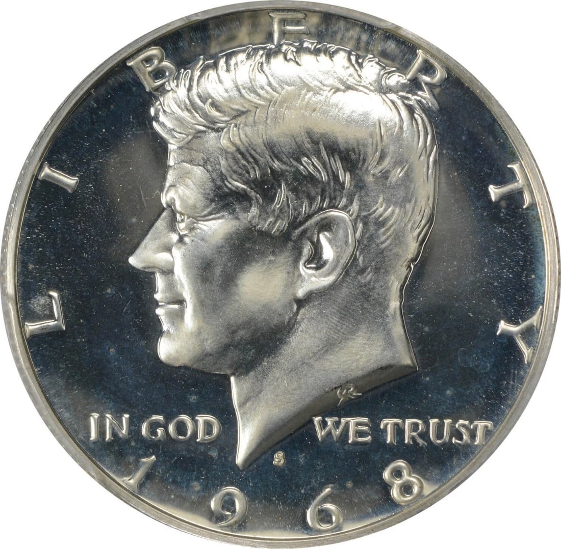1968-S KENNEDY SILVER CLAD HALF DOLLAR: 1968-S Kennedy Silver Clad Half Dollar Year: 1968 Composition: 40% Silver, 60% Copper Denomination: 50C Country of Origin: United States Accessories: None Accessories Notice: When purchasing
