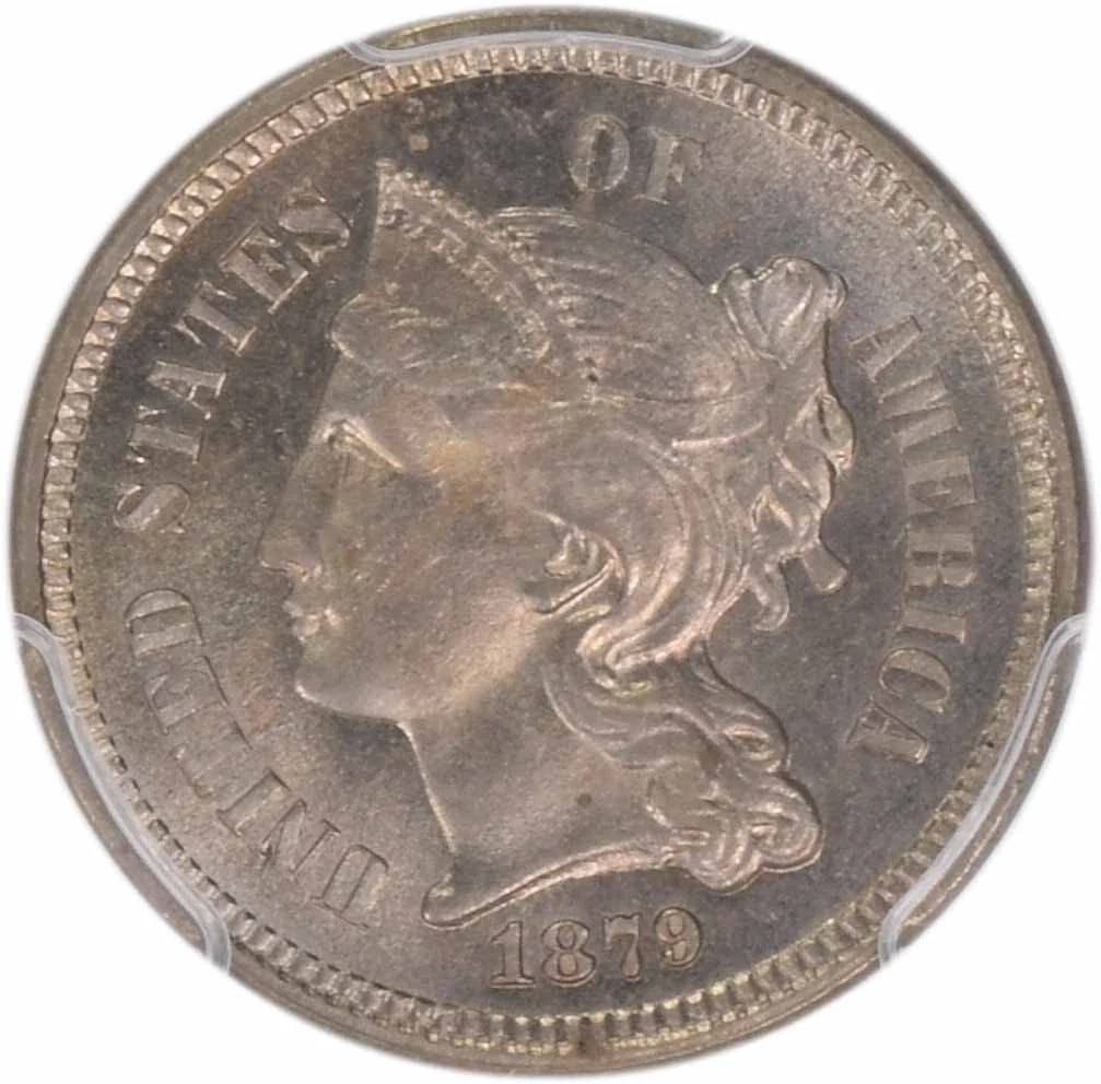 1879 THREE CENT NICKEL: 1879 Three Cent Nickel Year: 1879 Composition: 75% Copper, 25% Nickel Denomination: 3C Country of Origin: United States Accessories: None Accessories Notice: When purchasing pre-owned goods, please