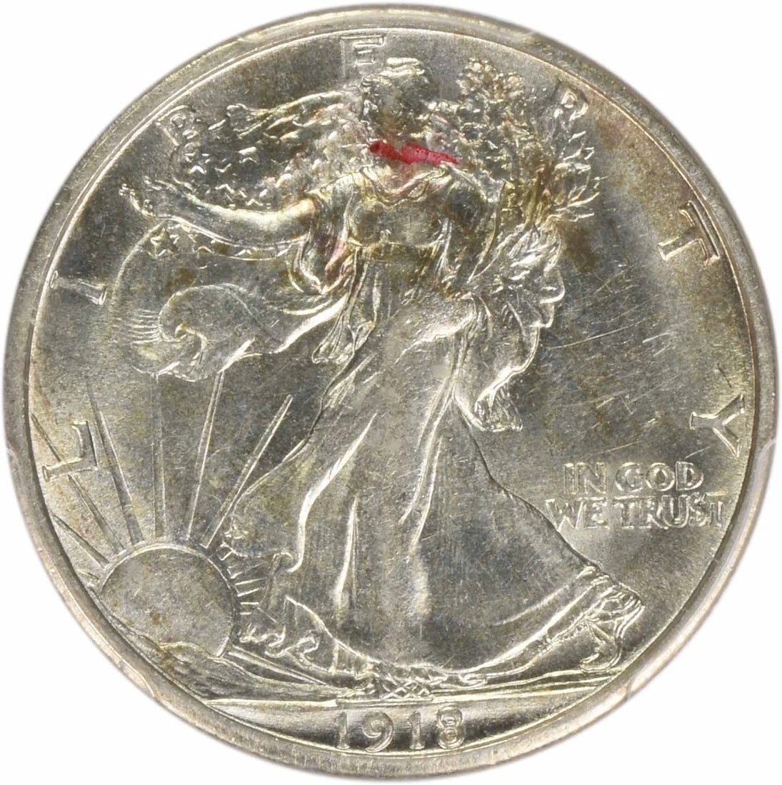 1918-S WALKING LIBERTY SILVER HALF DOLLAR: 1918-S Walking Liberty Silver Half Dollar Year: 1918 Composition: 90% Silver, 10% Copper Denomination: 50C Country of Origin: United States Accessories: None Accessories Notice: When purchasing pre