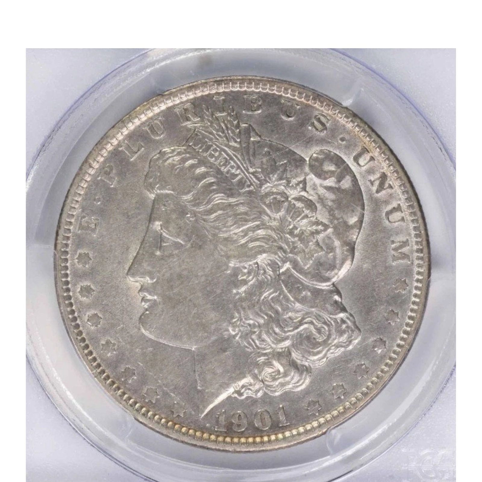 1901 MORGAN SILVER DOLLAR: 1901 Morgan Silver Dollar Year: 1901 Composition: 90% Silver, 10% Copper Denomination: $1 Country of Origin: United States Accessories: None Accessories Notice: When purchasing pre-owned goods, ple