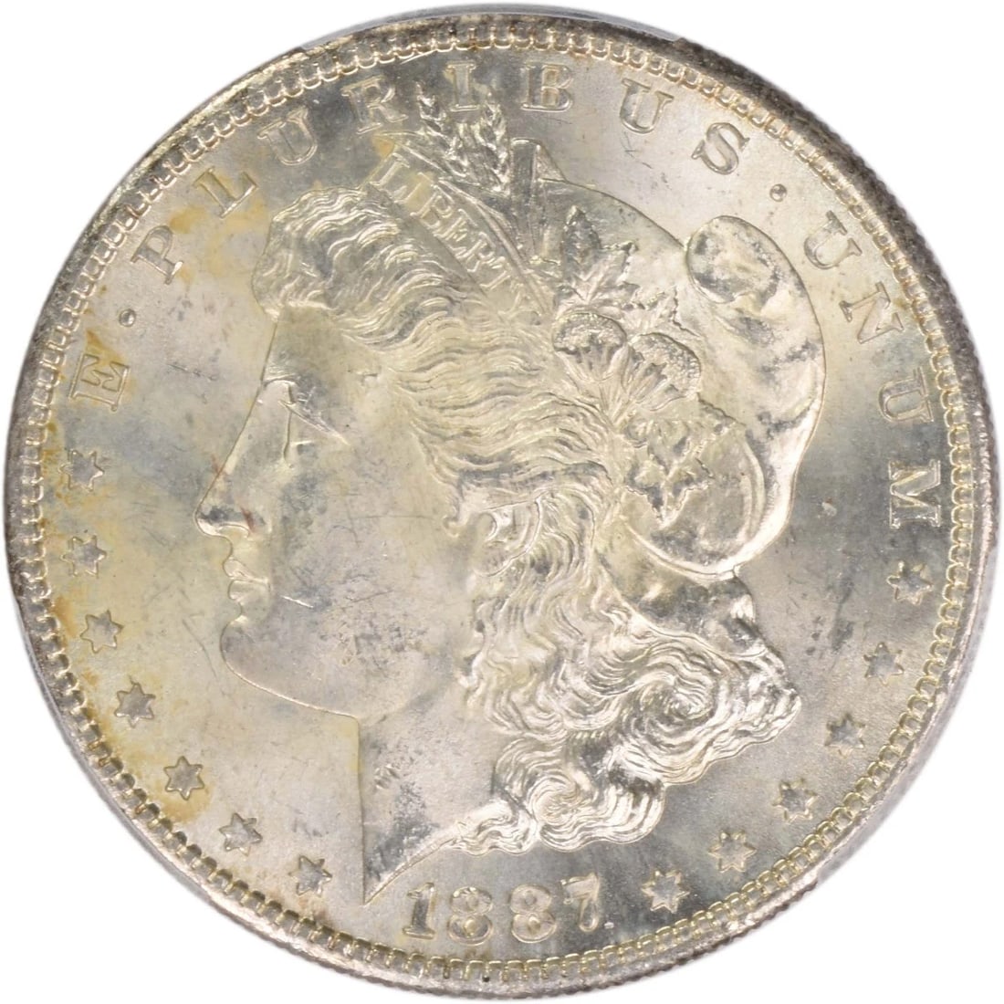 1887-S MORGAN SILVER DOLLAR: 1887-S Morgan Silver Dollar Year: 1887 Composition: 90% Silver, 10% Copper Denomination: $1 Country of Origin: United States Accessories: None Accessories Notice: When purchasing pre-owned goods,