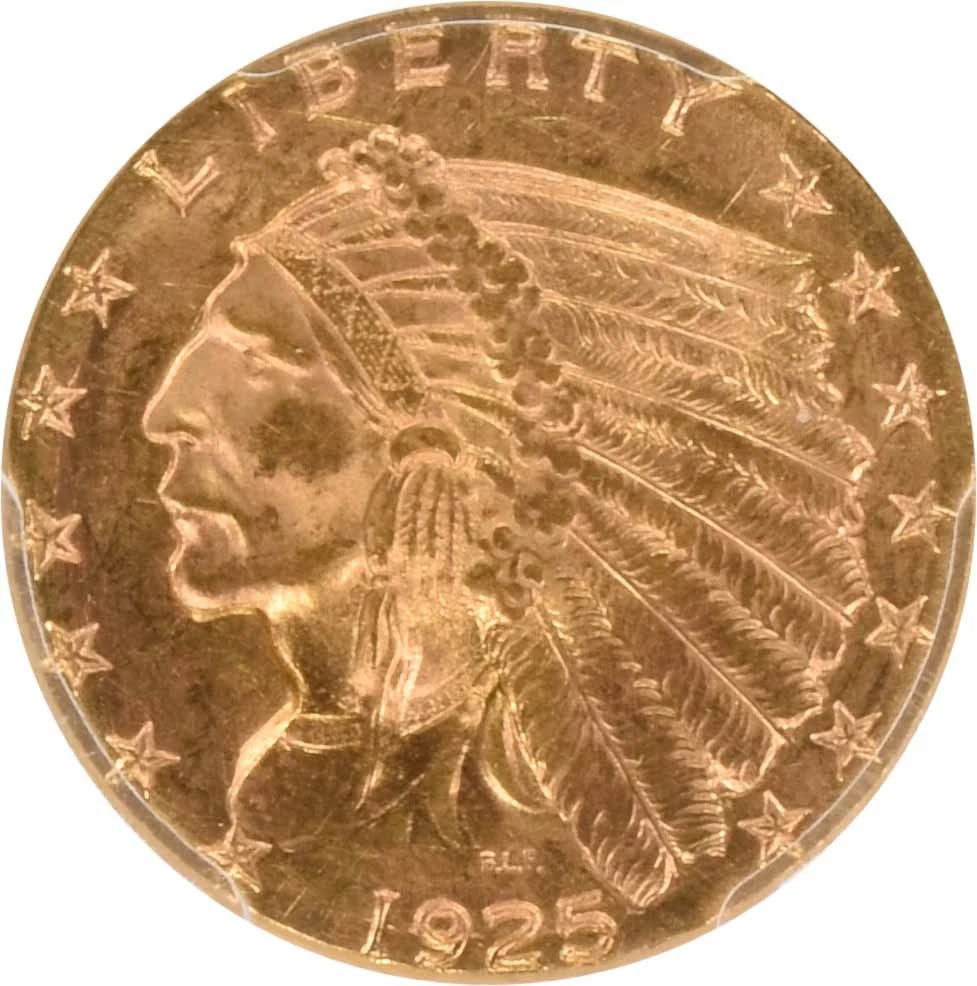 1925-D $2.50 GOLD INDIAN: 1925-D $2.50 Gold Indian Year: 1925 Composition: 90% Gold, 10% Copper Denomination: $2.50 Country of Origin: United States Accessories: None Accessories Notice: When purchasing pre-owned goods, ple