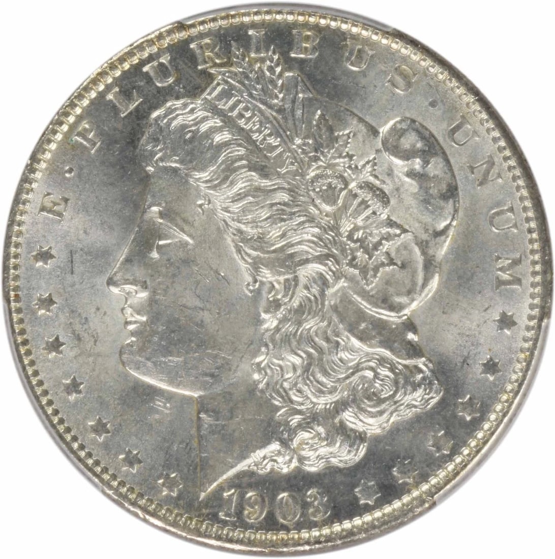 1903-O MORGAN SILVER DOLLAR: 1903-O Morgan Silver Dollar Year: 1903 Composition: 90% Silver, 10% Copper Denomination: $1 Country of Origin: United States Accessories: None Accessories Notice: When purchasing pre-owned goods, p