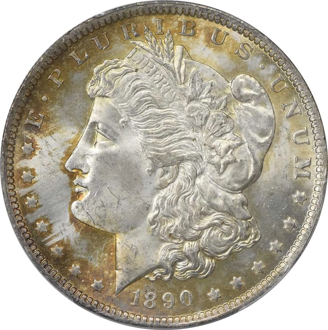 1890-O MORGAN SILVER DOLLAR: 1890-O Morgan Silver Dollar Year: 1890 Composition: 90% Silver, 10% Copper Denomination: $1 Country of Origin: United States Accessories: None Accessories Notice: When purchasing pre-owned goods,