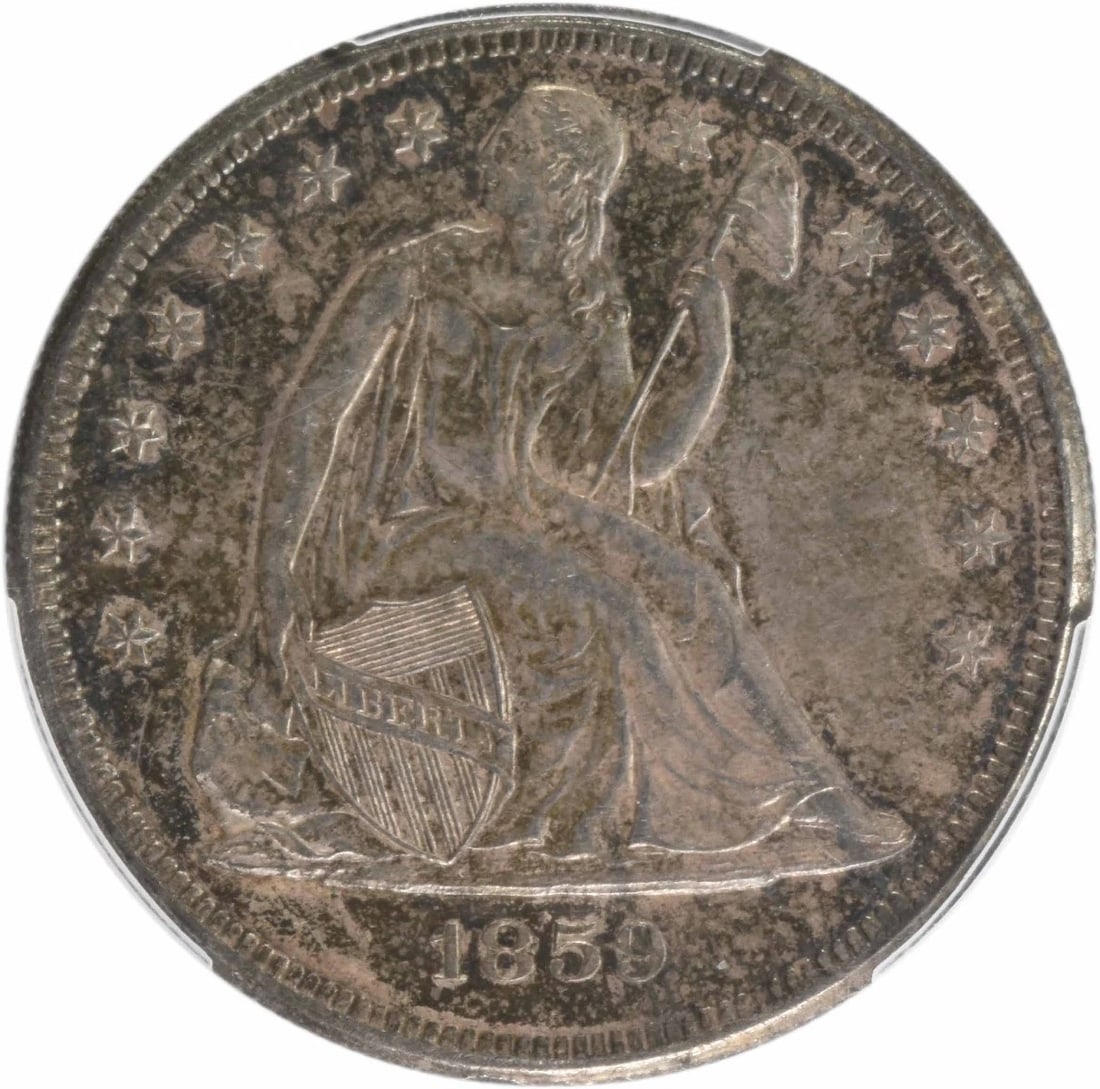1859-O LIBERTY SEATED SILVER DOLLAR: 1859-O Liberty Seated Silver Dollar Year: 1859 Composition: 90% Silver, 10% Copper Denomination: $1 Country of Origin: United States Accessories: None Accessories Notice: When purchasing pre-owned