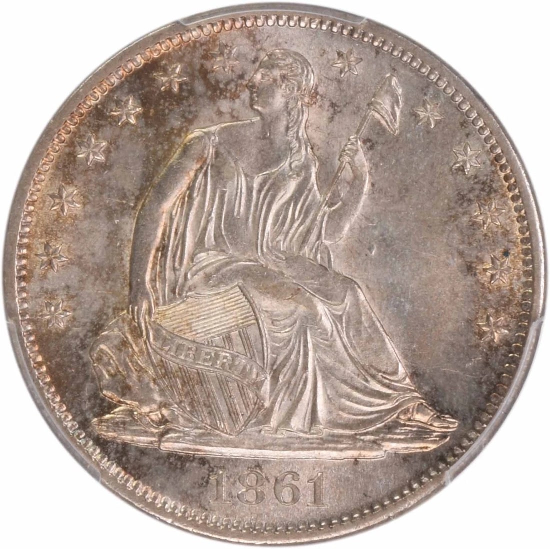 1861-S LIBERTY SEATED SILVER HALF DOLLAR: 1861-S Liberty Seated Silver Half Dollar Year: 1861 Composition: 90% Silver, 10% Copper Denomination: 50C Country of Origin: United States Accessories: None Accessories Notice: When purchasing pre-