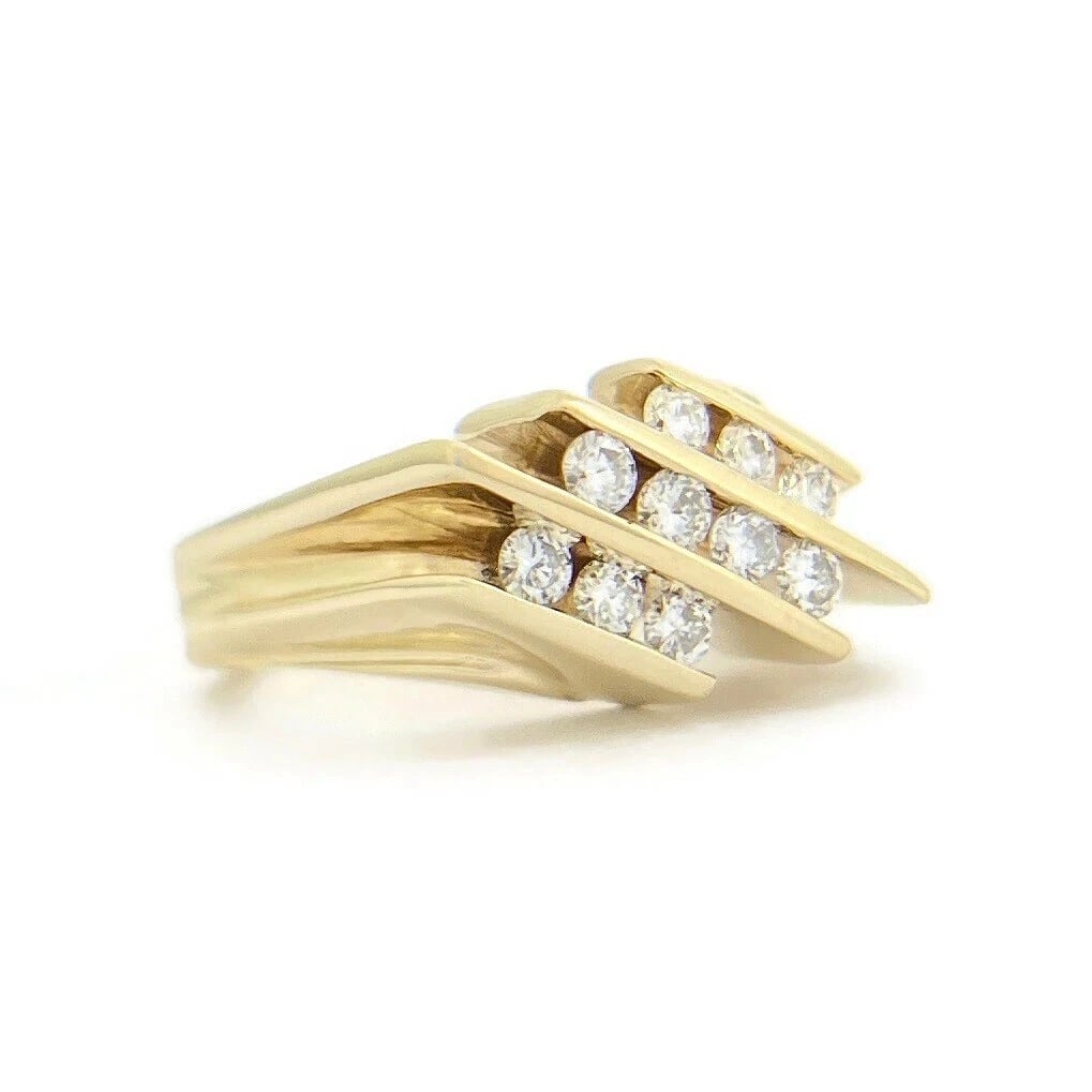 CHANNEL-SET COCKTAIL STATEMENT RING 14K YELLOW GOLD: Channel-Set Cocktail Statement Ring 14K Yellow Gold Brand: Estate Type/Style: Ring Material: 14K Yellow Gold, Main Stone Natural Color: Gold Size: 5.75 US Accessories: None Accessories Not