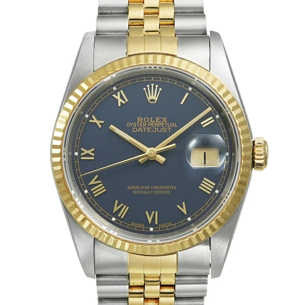 ROLEX DATEJUST NAVY WATCH: ROLEX Datejust Navy Watch Brand: ROLEX Type/Style: Wristwatch Material: Band Material Stainless Steel X Yellow Gold Case Material N/A Color: Dial Color Navy Size: Case Size 36mm x 36mm Accessories: