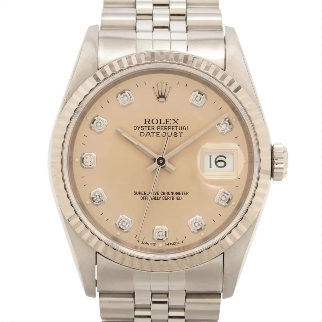 ROLEX DATEJUST 36 AT SILVER WATCH: Rolex Datejust 36 At Silver Watch Brand: Rolex Type/Style: Wristwatch Material: SS WG Color: Dial Color Silver Size: Case:W1.2 x H1.2inch / W36 x H36 Circumference of Wrist:6.1inch / 15.5 Accessor