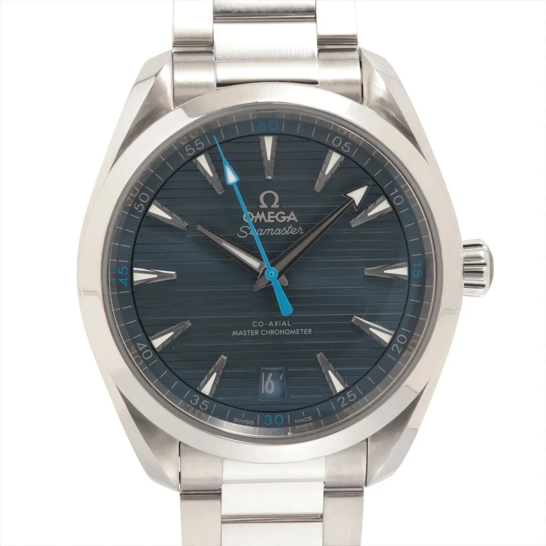 OMEGA SEAMASTER AQUA TERRA CO-AXIAL MASTER CHRONOMETER WATCH: Omega Seamaster Aqua Terra Co-Axial Master Chronometer Watch Brand: Omega Type/Style: Wristwatch Material: SS Color: Dial Color Blue Size: Case:W1.6 x H1.6inch / W41 x H41 Circumference of Wrist:7.5in