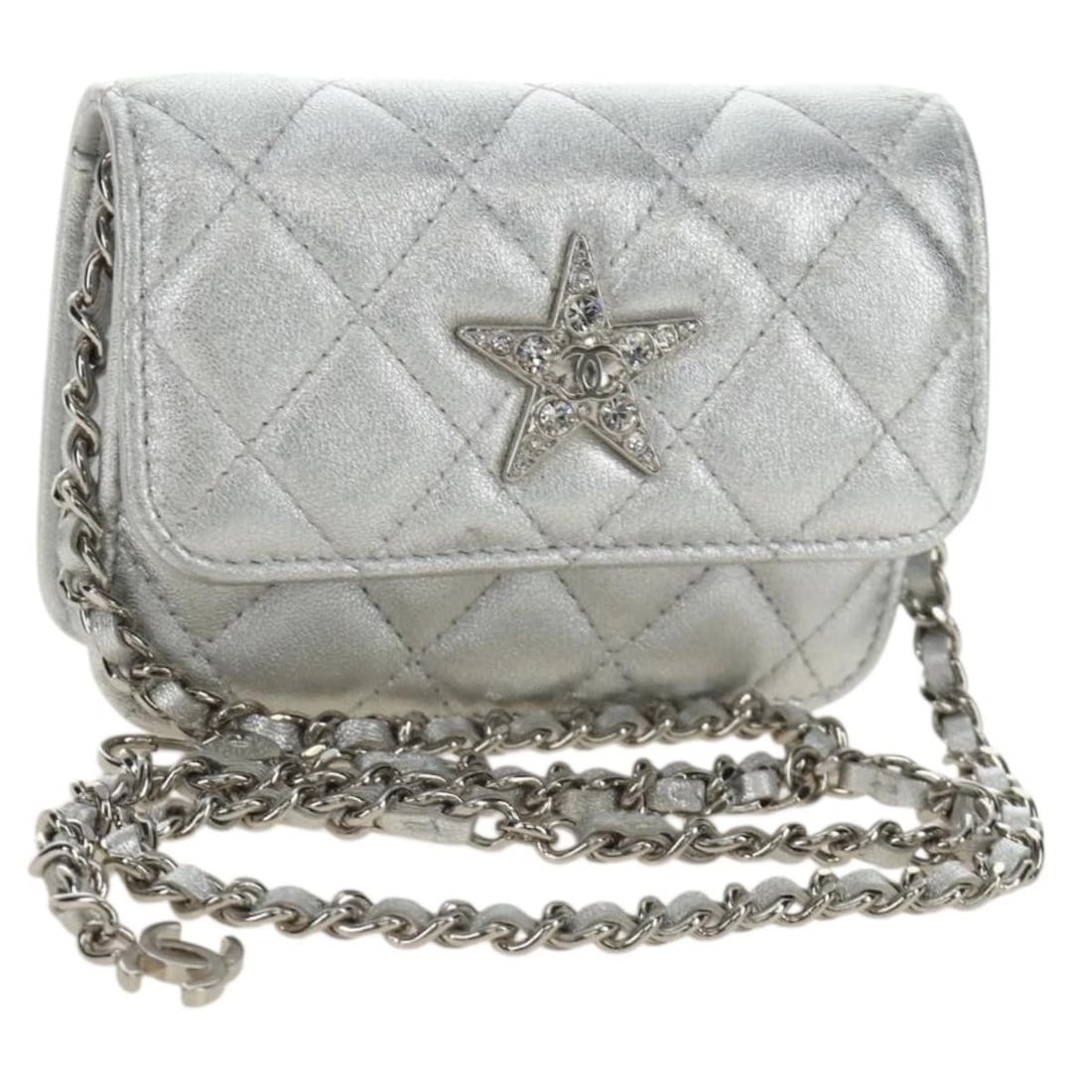 CHANEL MATELASSE CHAIN SHOULDER BAG LAMB SKIN SILVER (1 of 4)