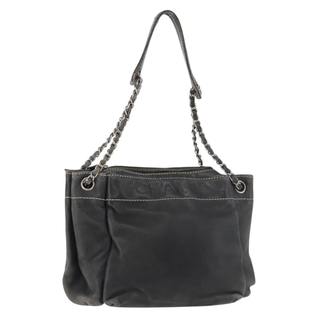 CHANEL CHAIN SHOULDER BAG LAMB SKIN BLACK: CHANEL Chain Shoulder Bag Lamb Skin Black Brand: CHANEL Type/Style: Shoulder Bag Material: Lamb Skin Color: Black Size: W8.7 x H7.9 x D5.1inch(Approx) Accessories: None Accessories Notice: