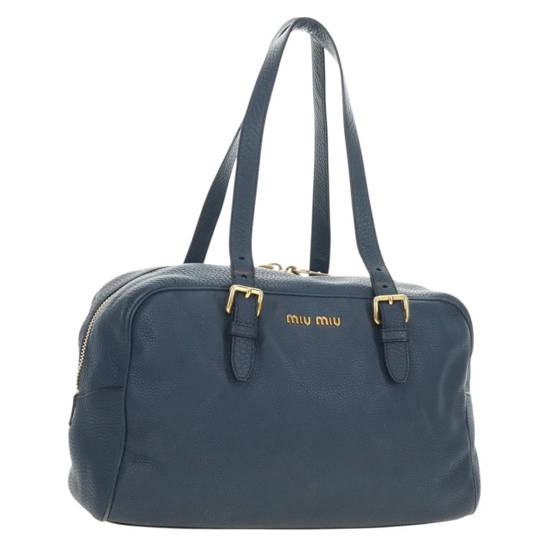 MIU MIU SHOULDER BAG LEATHER NAVY GOLD AUTH: Miu Miu Shoulder Bag Leather Navy Gold Auth Brand: Miu Miu Type/Style: Shoulder Bag Material: Leather Color: Navy/Gold Size: W13.0 x H7.5 x D5.1inch(Approx) Accessories: None Accessories N