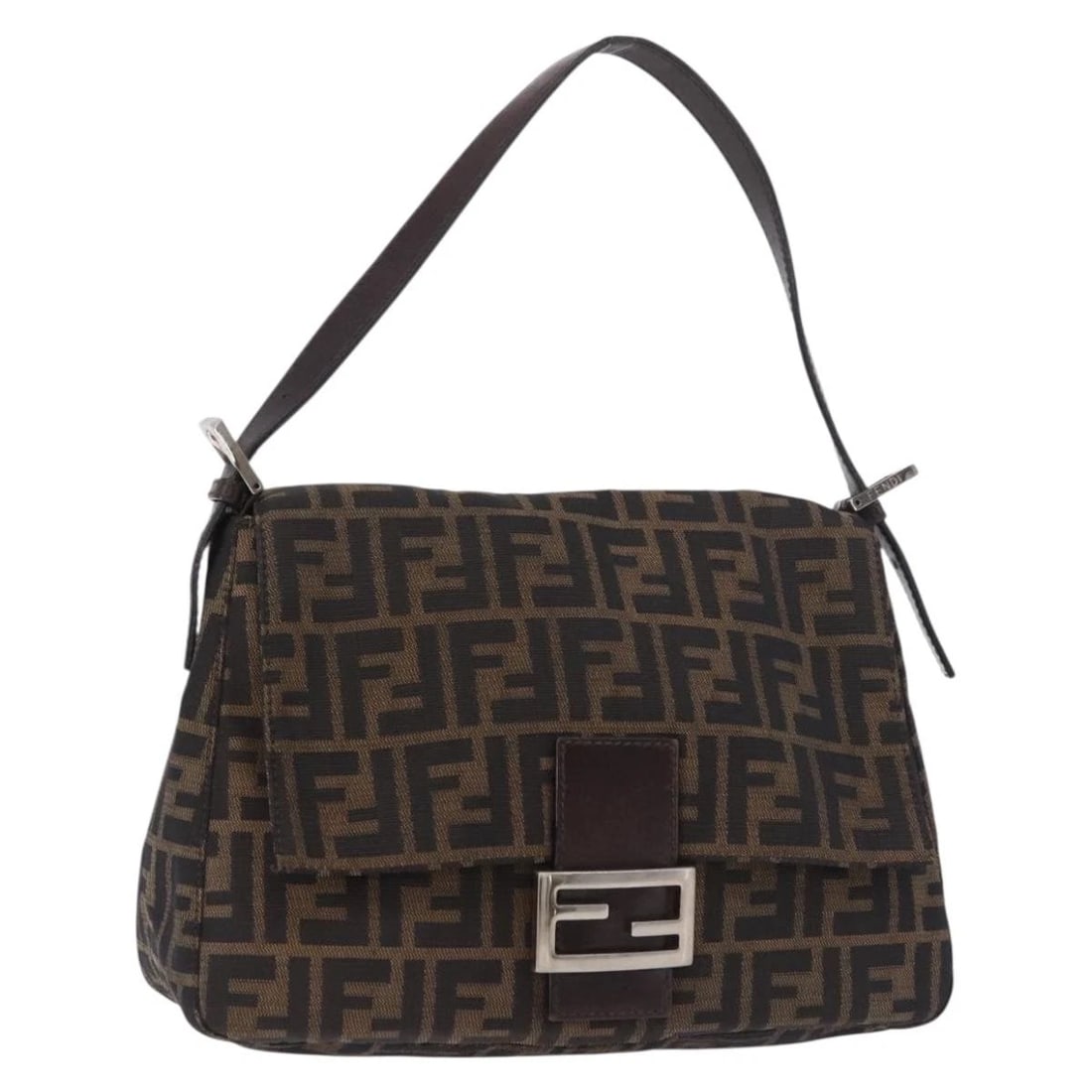 FENDI ZUCCA CANVAS MAMMA BAGUETTE SHOULDER BAG: FENDI Zucca Canvas Mamma Baguette Shoulder Bag Brand: FENDI Type/Style: Shoulder Bag Material: Zucca Canvas Color: Black/Brown Size: W11.0 x H7.5 x D3.9inch(Approx) Accessories: None Acces