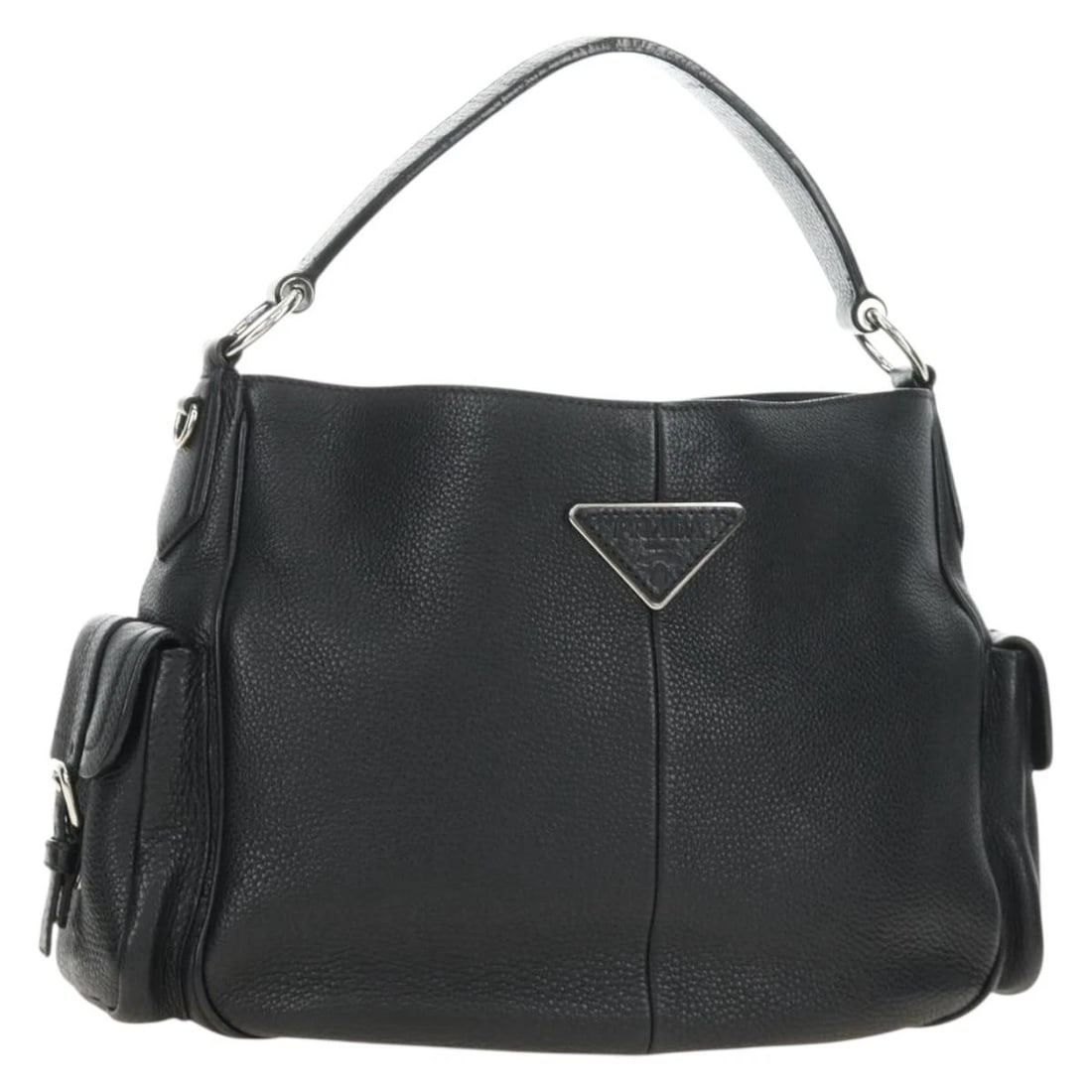 PRADA SHOULDER BAG LEATHER BLACK SILVER: PRADA Shoulder Bag Leather Black Silver Brand: PRADA Type/Style: Shoulder Bag Material: Leather Color: Black/Silver Size: W11.8 x H9.4 x D4.7inch(Approx) Accessories: None Accessories Noti