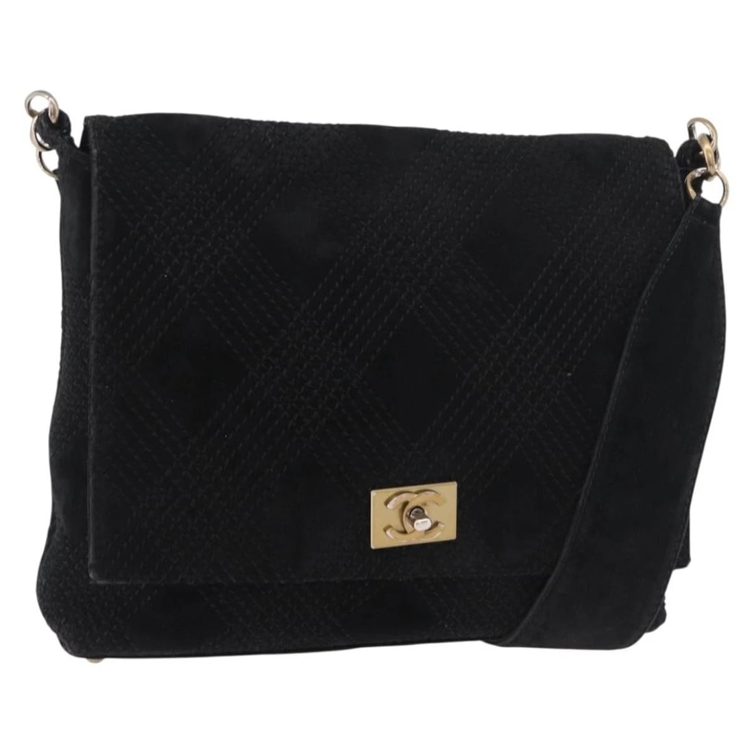 CHANEL WILD STITCH CHAIN SHOULDER BAG SUEDE BLACK: CHANEL Wild Stitch Chain Shoulder Bag Suede Black Brand: CHANEL Type/Style: Shoulder Bag Material: Suede Color: Black/Gold Size: W12.2 x H9.8 x D2.0inch(Approx) Accessories: None Accessori