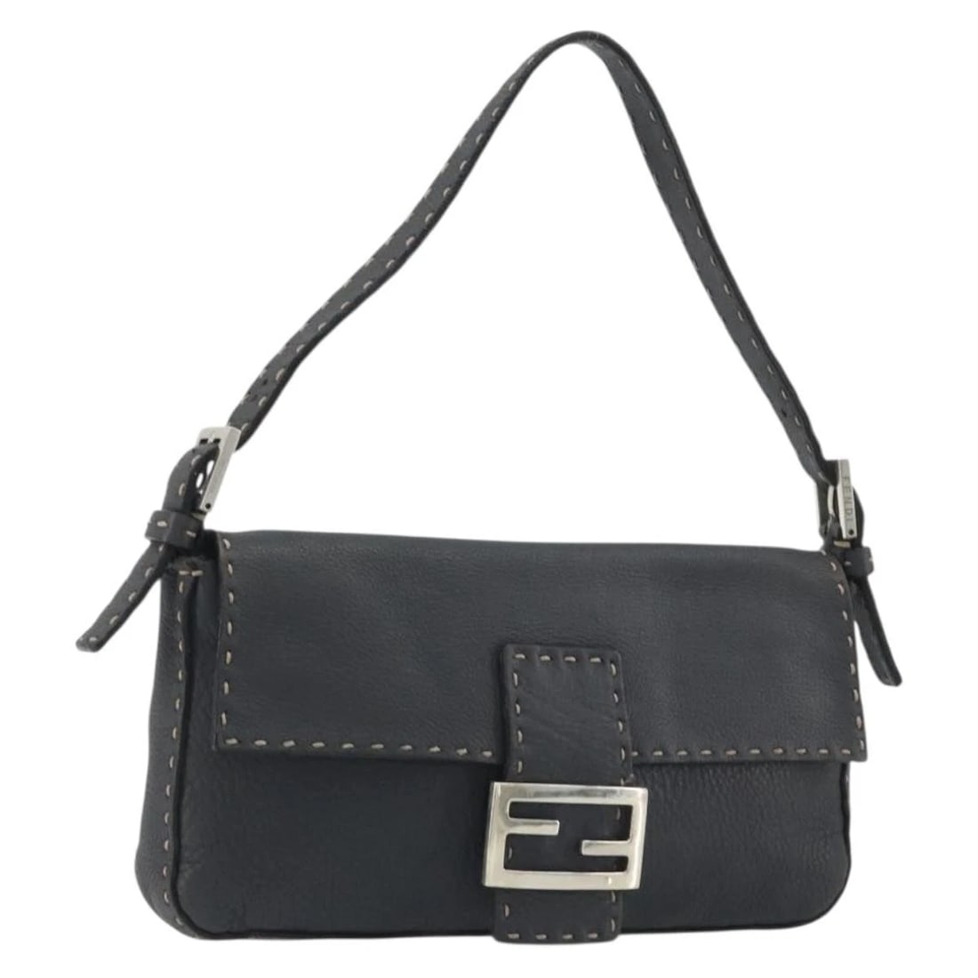 FENDI CELERIA MAMMA BAGUETTE SHOULDER BAG LEATHER: FENDI Celeria Mamma Baguette Shoulder Bag Leather Brand: FENDI Type/Style: Shoulder Bag Material: Leather Color: Gray/Silver Size: W10.2 x H5.9 x D1.6inch(Approx) Accessories: None Accesso