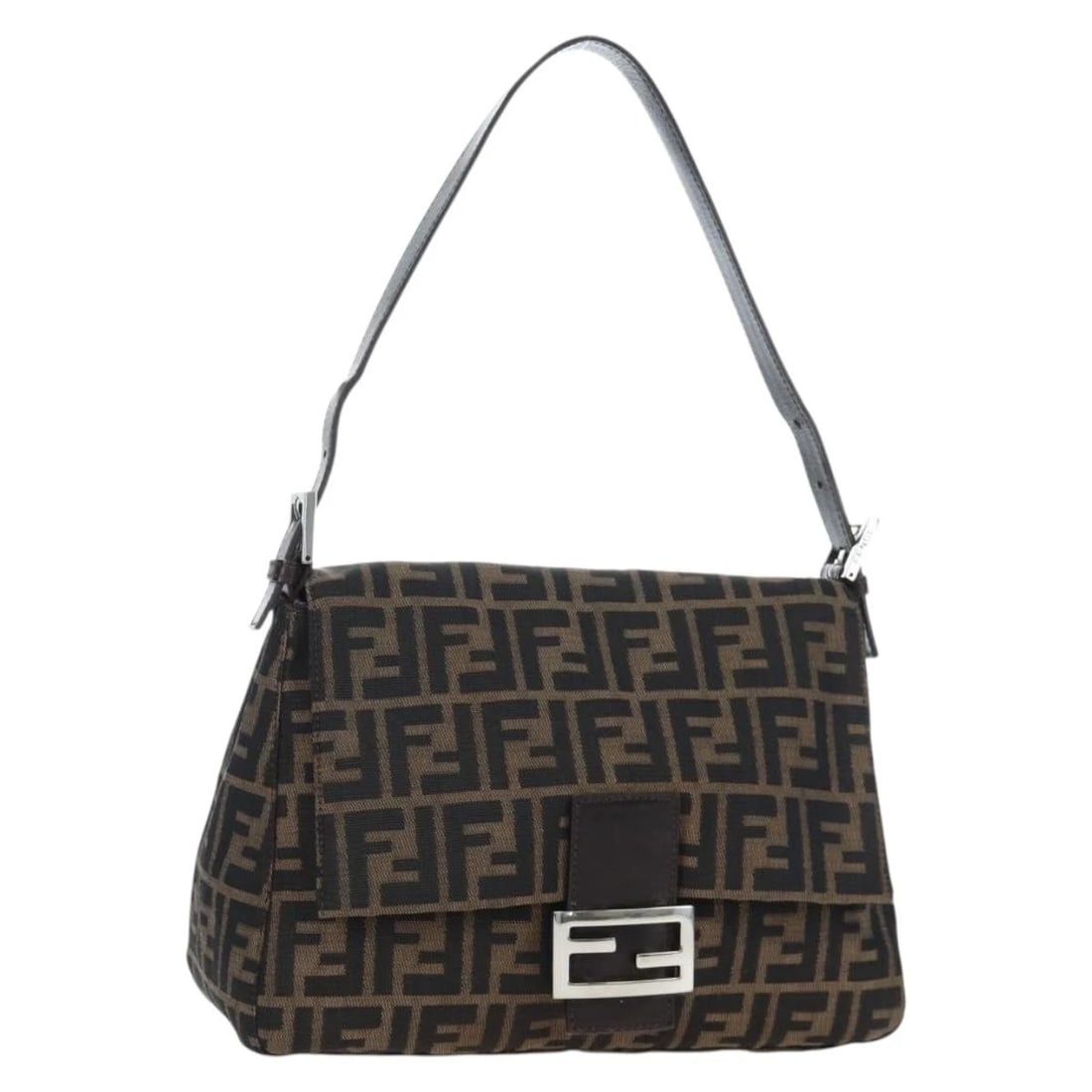 FENDI ZUCCA CANVAS MAMMA BAGUETTE SHOULDER BAG: FENDI Zucca Canvas Mamma Baguette Shoulder Bag Brand: FENDI Type/Style: Shoulder Bag Material: Zucca Canvas Color: Brown/Silver Size: W11.4 x H7.9 x D4.3inch(Approx) Accessories: None Acce